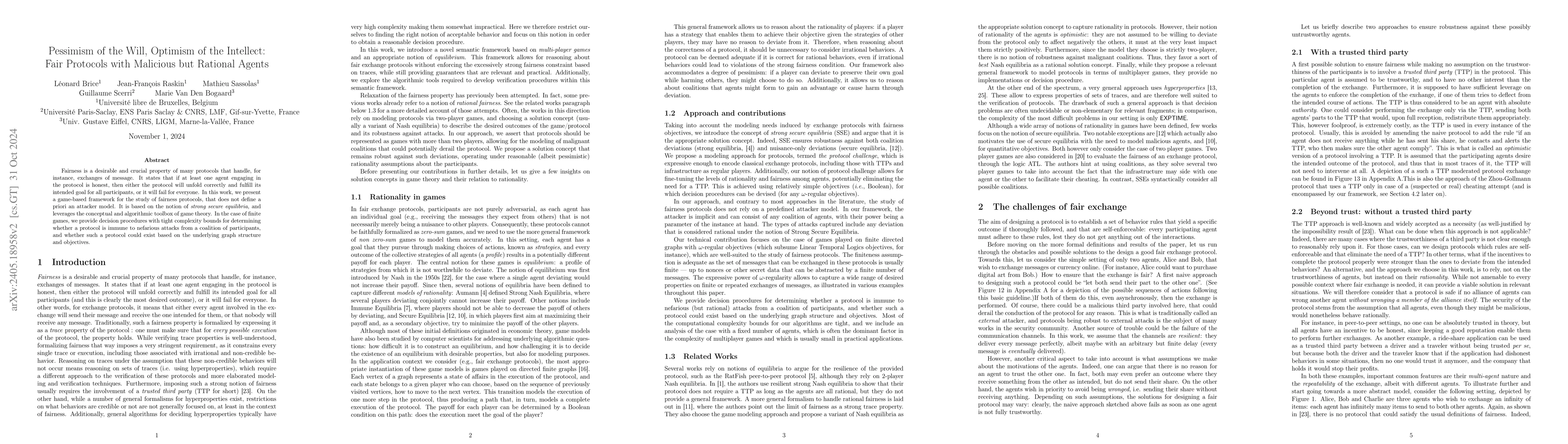 Thumbnail for Pessimism of the Will, Optimism of the Intellect: Fair Protocols with
  Malicious but Rational Agents