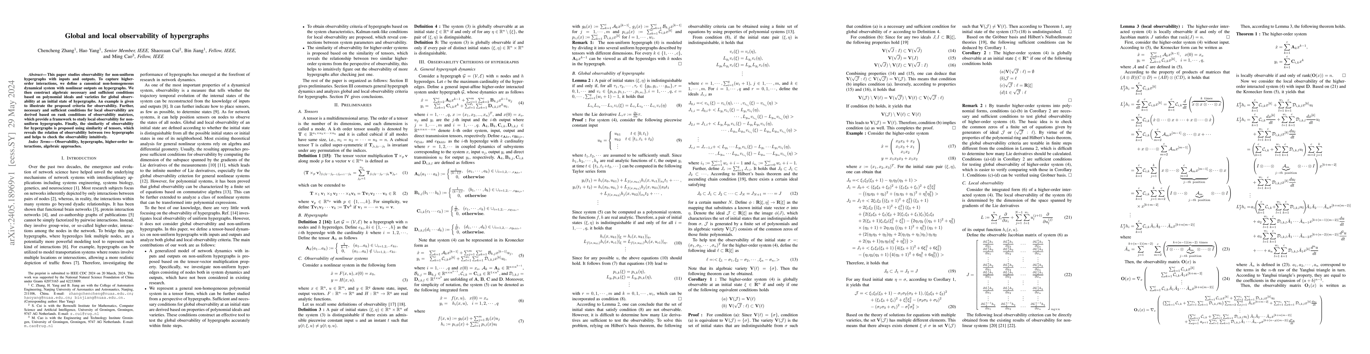 Thumbnail for Global and local observability of hypergraphs