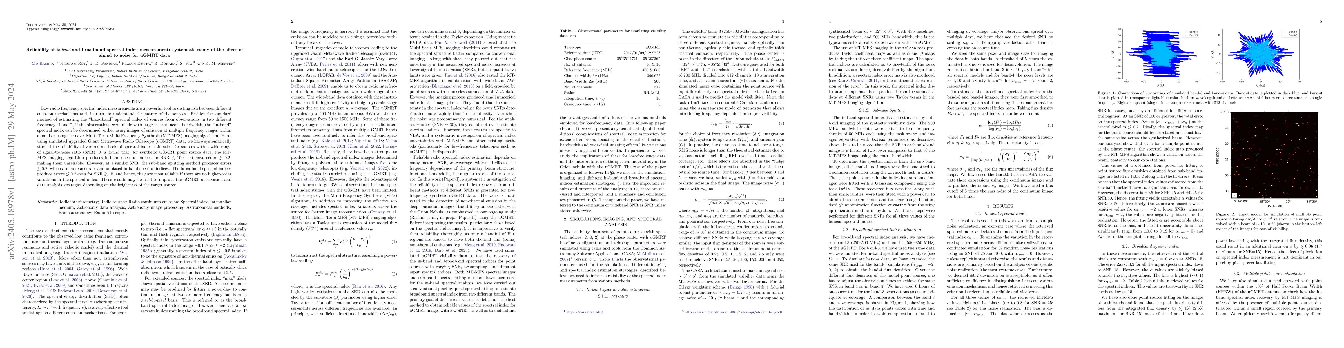 Thumbnail for Reliability of in-band and broadband spectral index measurement:
  systematic study of the effect of signal to noise for uGMRT data