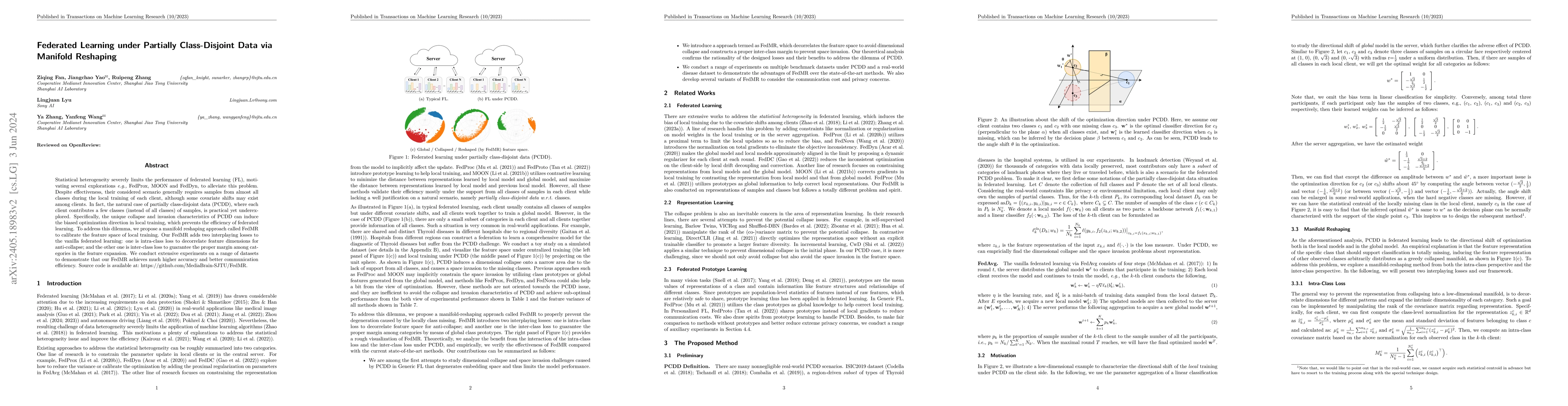 Thumbnail for Federated Learning under Partially Class-Disjoint Data via Manifold
  Reshaping