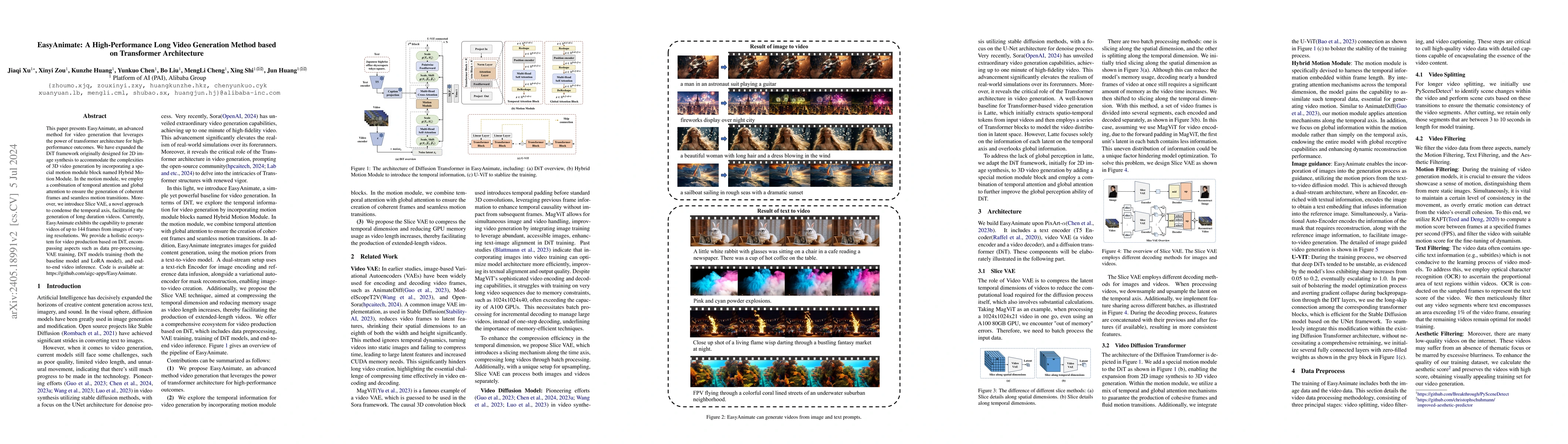 Thumbnail for EasyAnimate: A High-Performance Long Video Generation Method based on
  Transformer Architecture