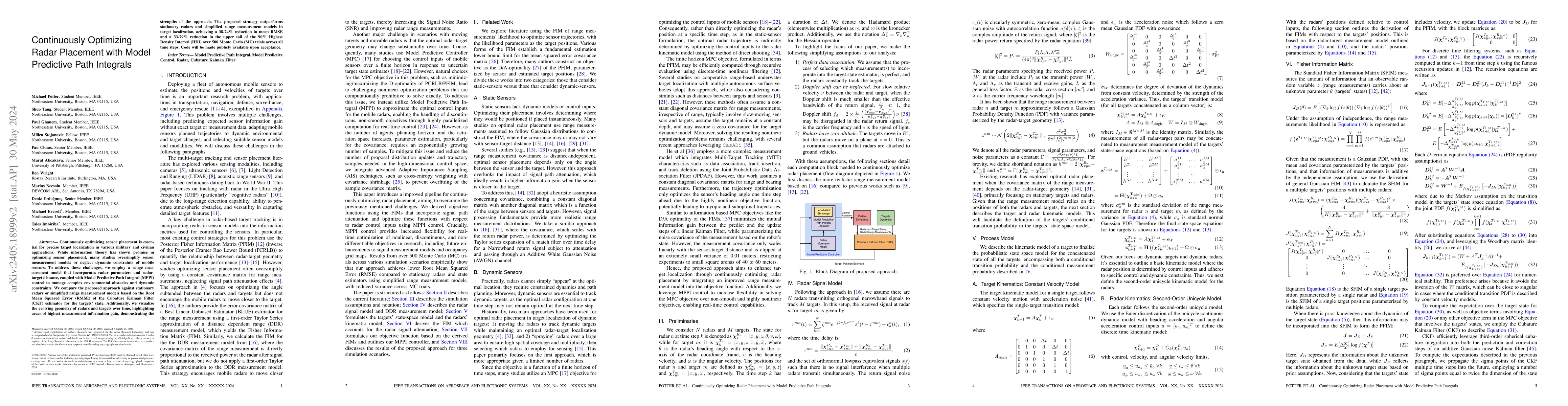 Thumbnail for Continuously Optimizing Radar Placement with Model Predictive Path
  Integrals