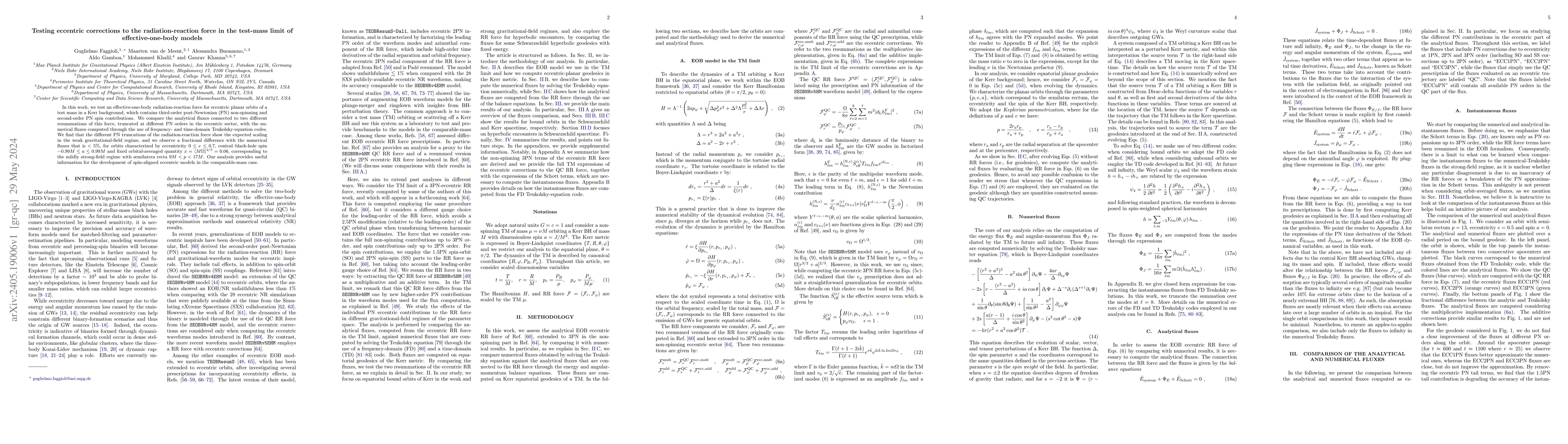 Thumbnail for Testing eccentric corrections to the radiation-reaction force in the
  test-mass limit of effective-one-body models