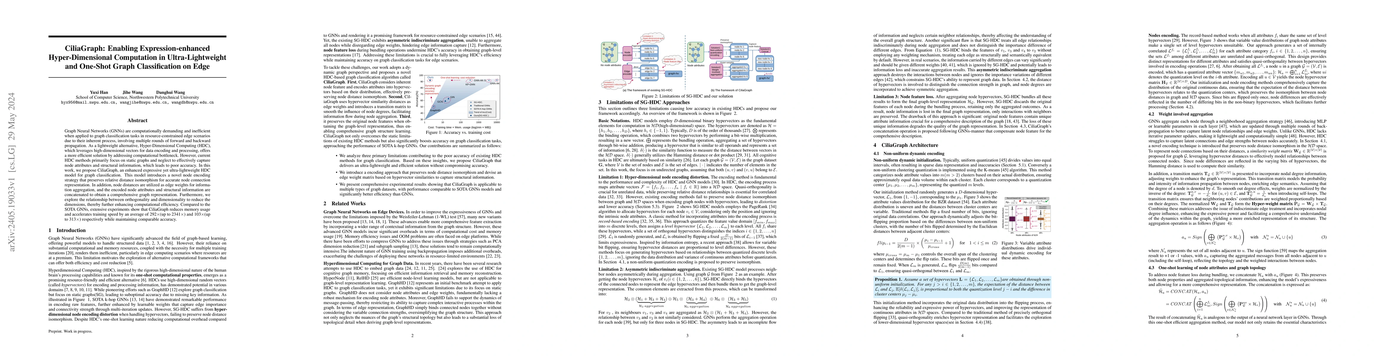 Thumbnail for CiliaGraph: Enabling Expression-enhanced Hyper-Dimensional Computation
  in Ultra-Lightweight and One-Shot Graph Classification on Edge