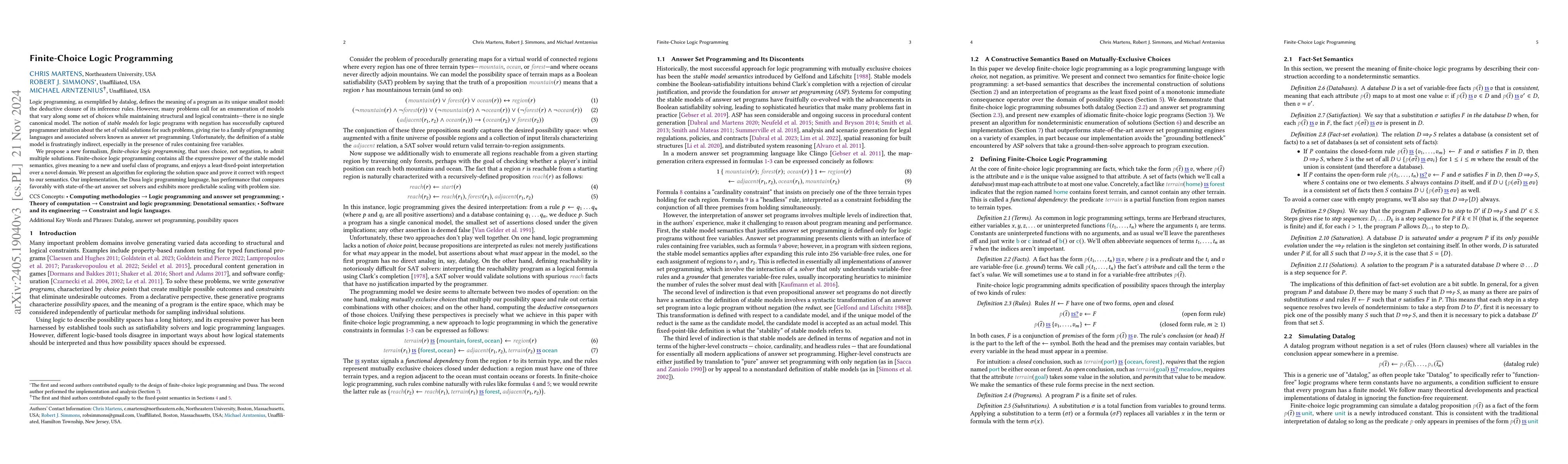 Thumbnail for Finite-Choice Logic Programming