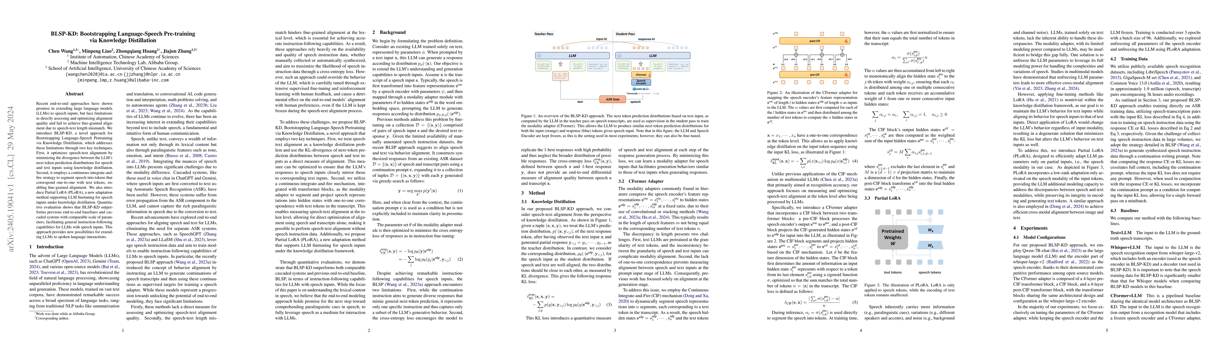 Thumbnail for BLSP-KD: Bootstrapping Language-Speech Pre-training via Knowledge
  Distillation