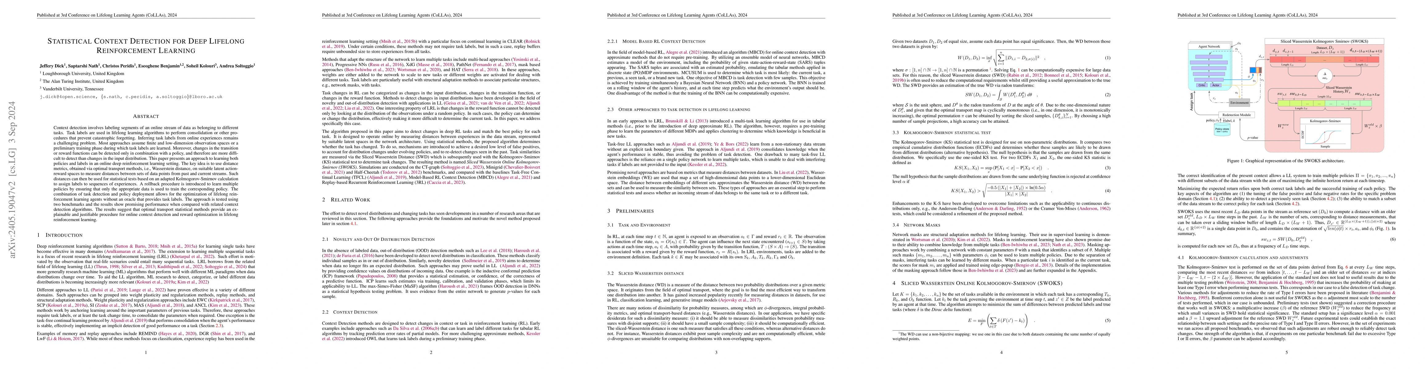 Thumbnail for Statistical Context Detection for Deep Lifelong Reinforcement Learning