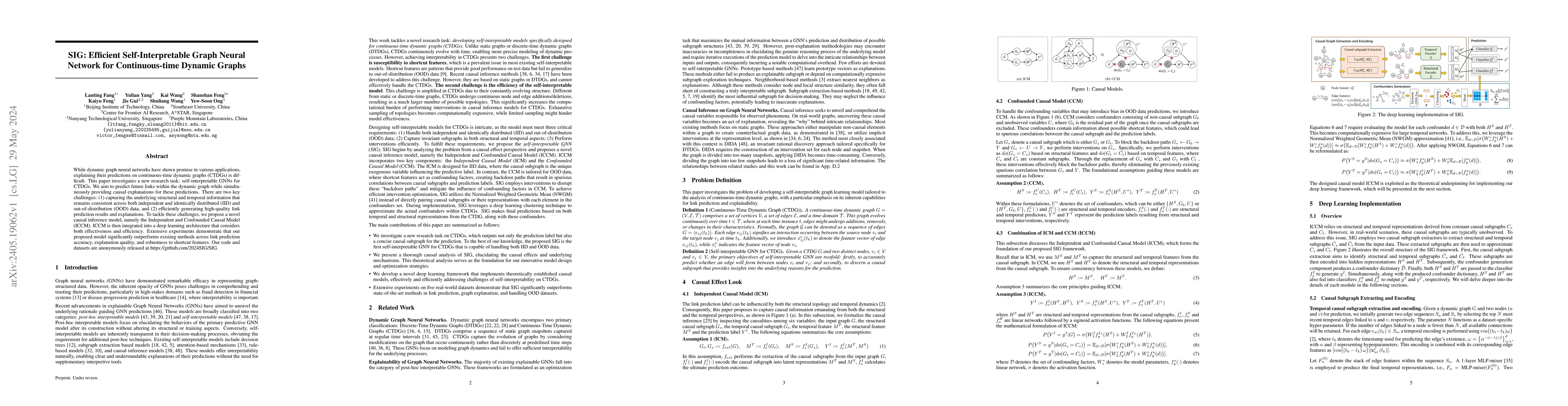 Thumbnail for SIG: Efficient Self-Interpretable Graph Neural Network for
  Continuous-time Dynamic Graphs