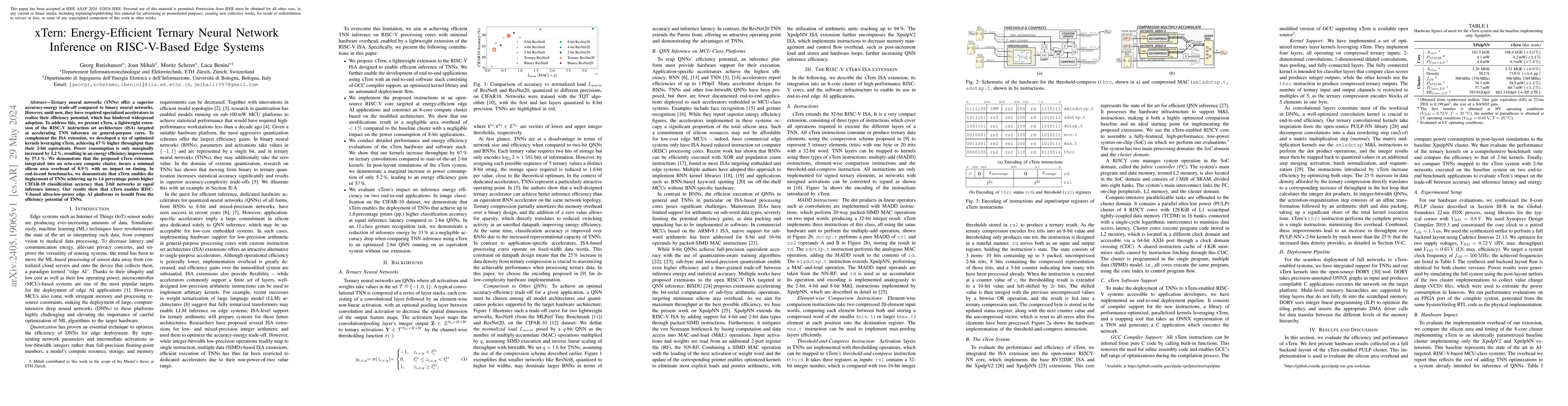 Thumbnail for xTern: Energy-Efficient Ternary Neural Network Inference on RISC-V-Based
  Edge Systems