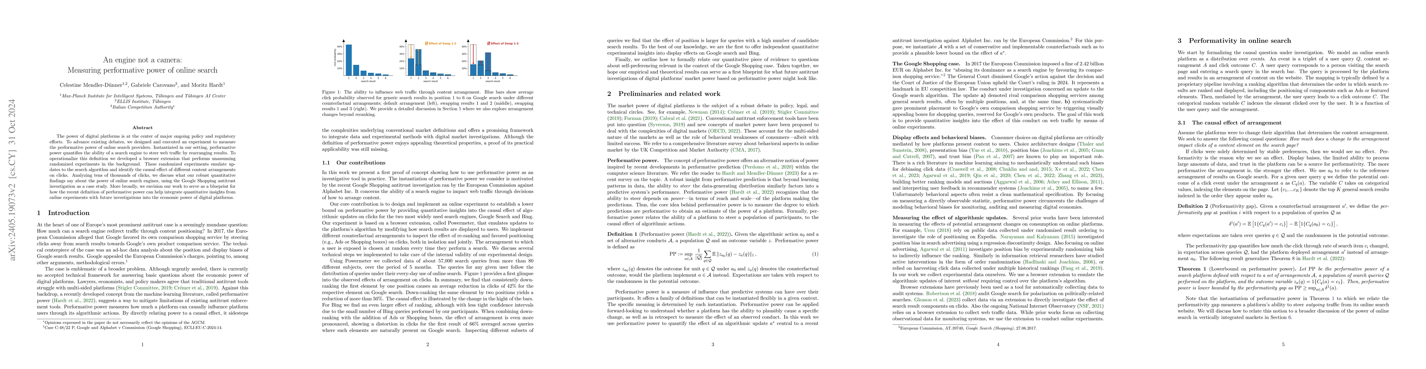 Thumbnail for An engine not a camera: Measuring performative power of online search