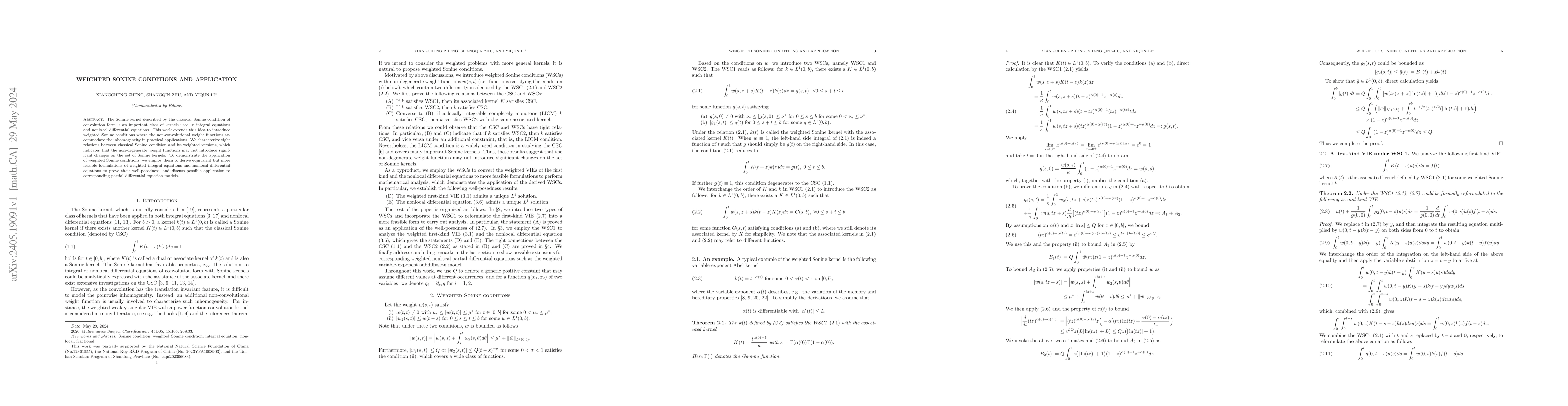 Thumbnail for Weighted Sonine conditions and application