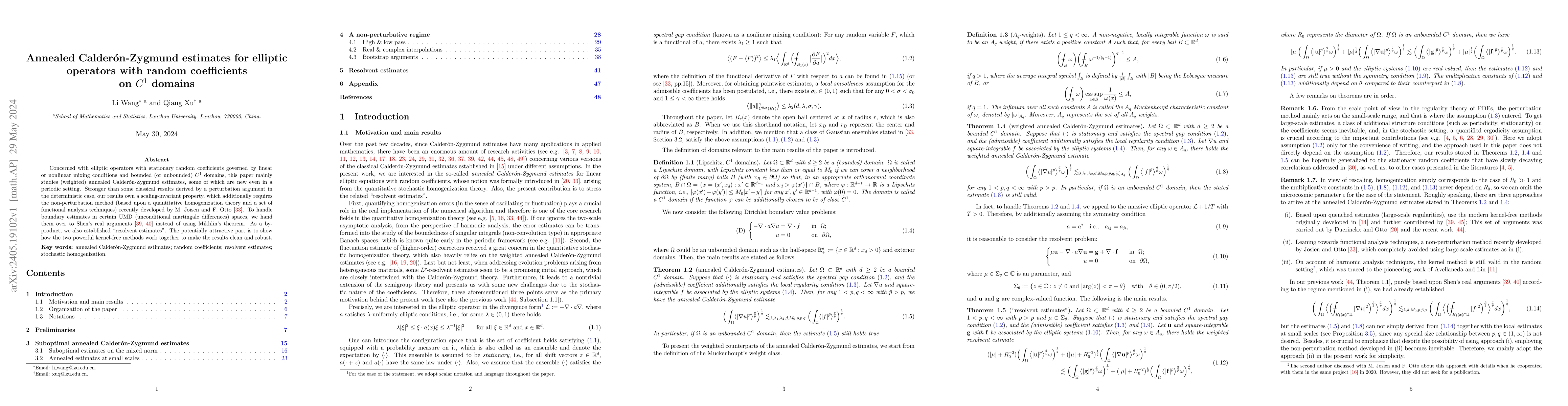 Thumbnail for Annealed Calder\'on-Zygmund estimates for elliptic operators with random
  coefficients on $C^{1}$ domains