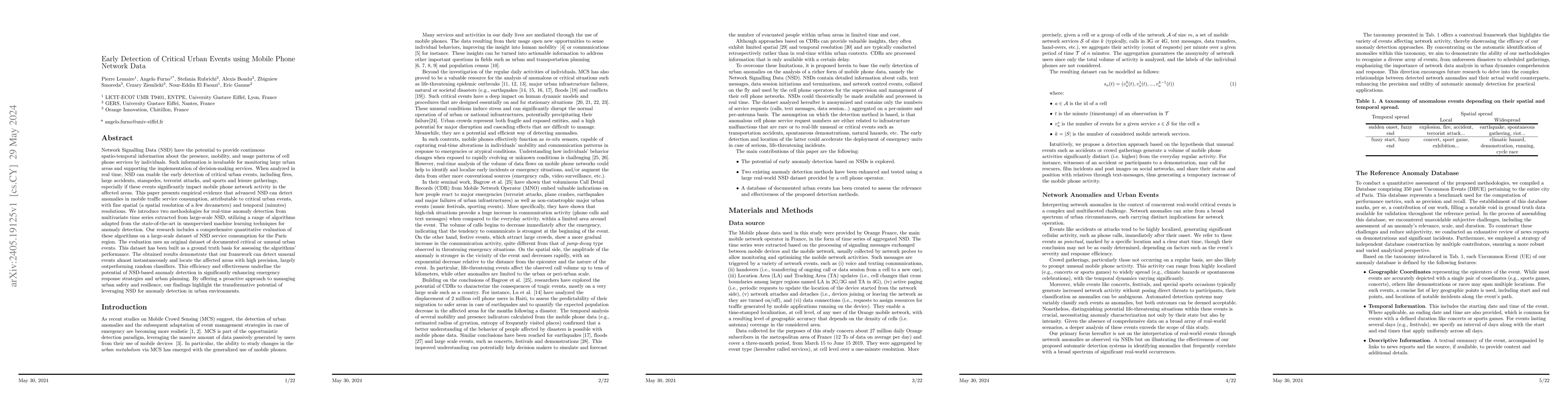 Thumbnail for Early Detection of Critical Urban Events using Mobile Phone Network Data