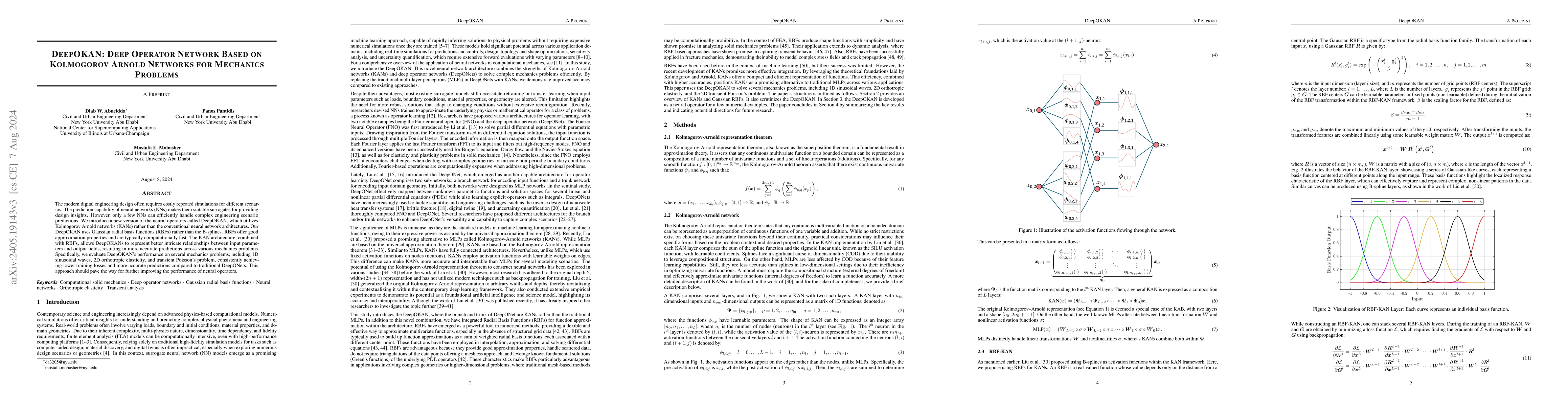 Thumbnail for DeepOKAN: Deep Operator Network Based on Kolmogorov Arnold Networks for
  Mechanics Problems