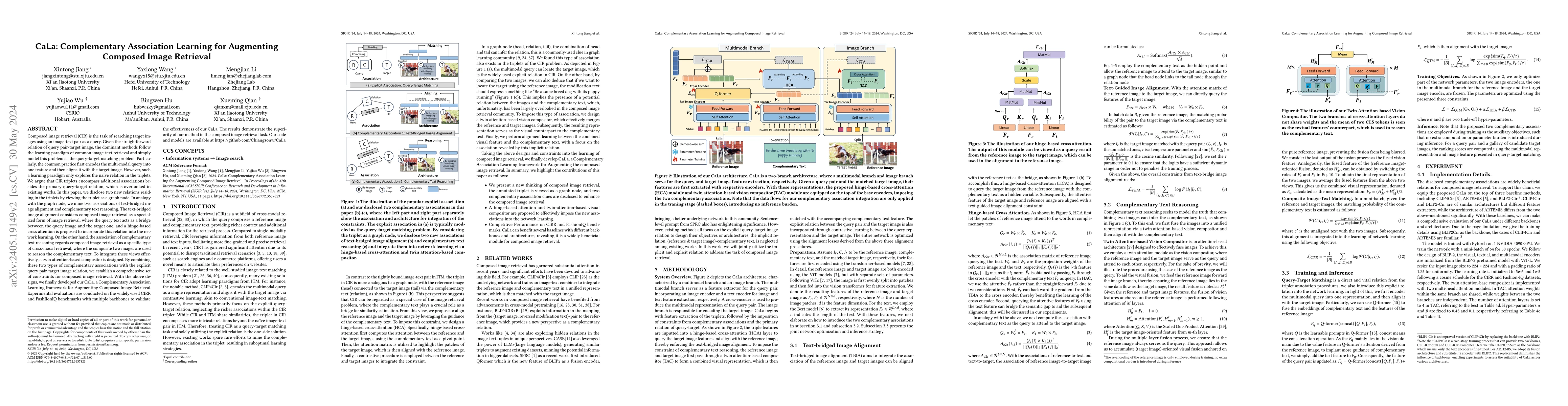 Thumbnail for CaLa: Complementary Association Learning for Augmenting Composed Image
  Retrieval