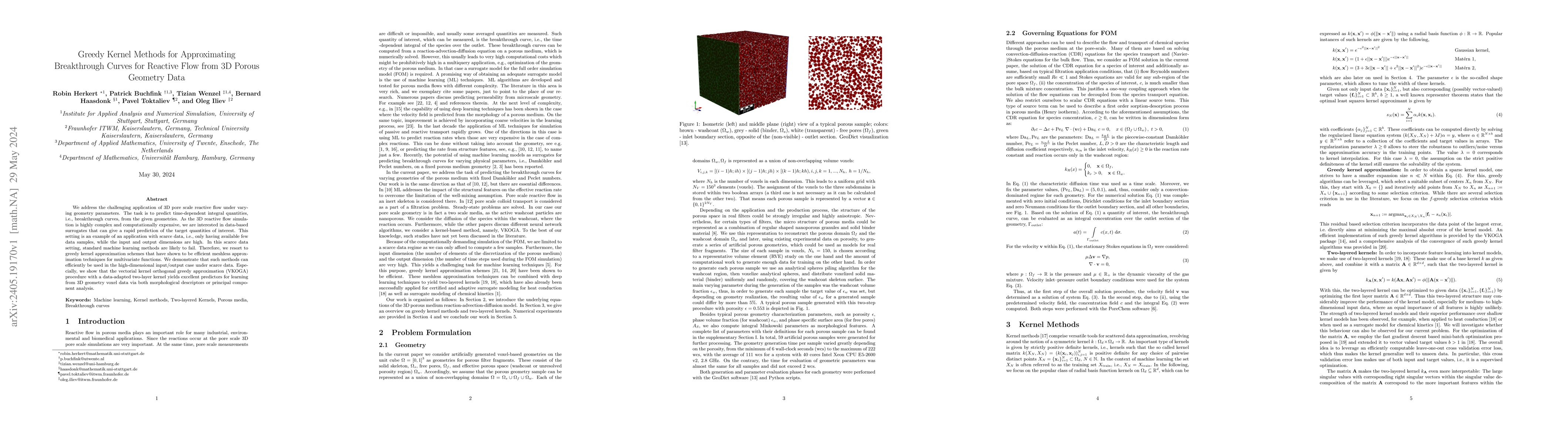 Thumbnail for Greedy Kernel Methods for Approximating Breakthrough Curves for Reactive
  Flow from 3D Porous Geometry Data