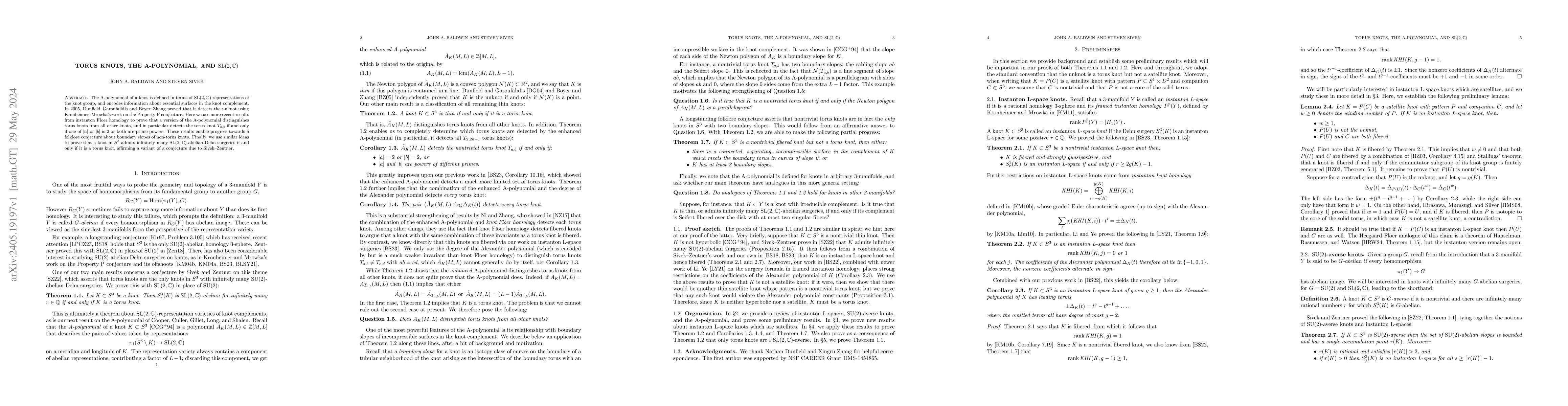 Thumbnail for Torus knots, the A-polynomial, and SL(2,C)