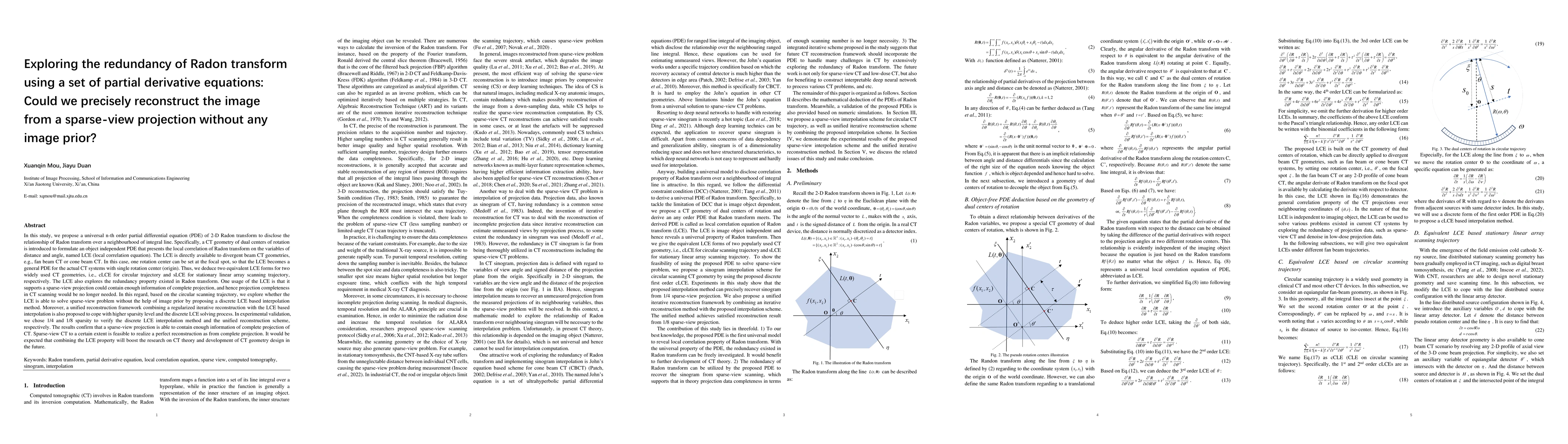 Thumbnail for Exploring the redundancy of Radon transform using a set of partial
  derivative equations: Could we precisely reconstruct the image from a
  sparse-view projection without any image prior?
