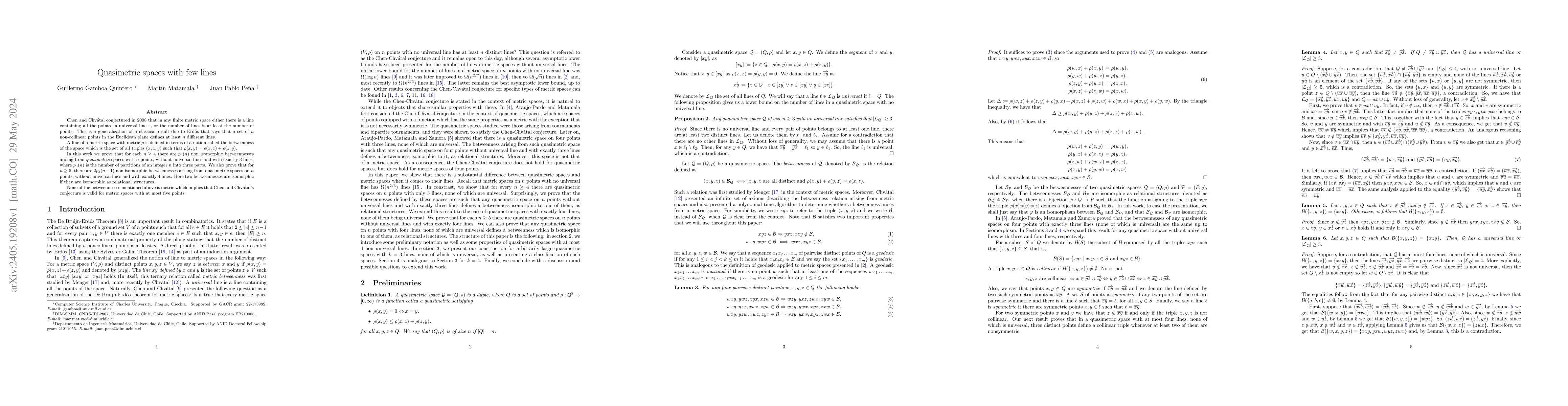 Thumbnail for Quasimetric spaces with few lines
