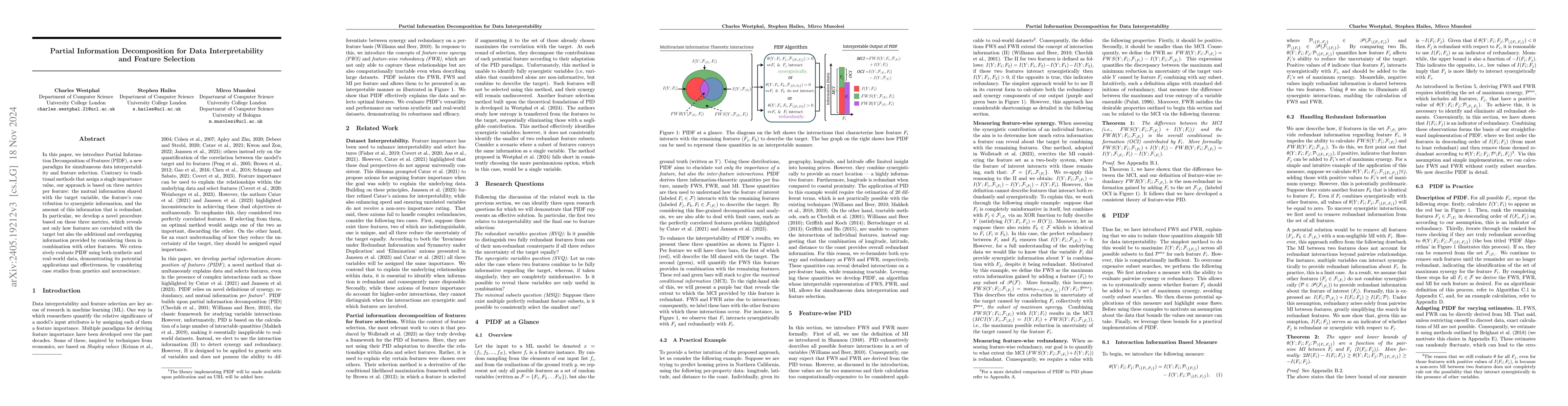 Thumbnail for Partial Information Decomposition for Data Interpretability and Feature
  Selection