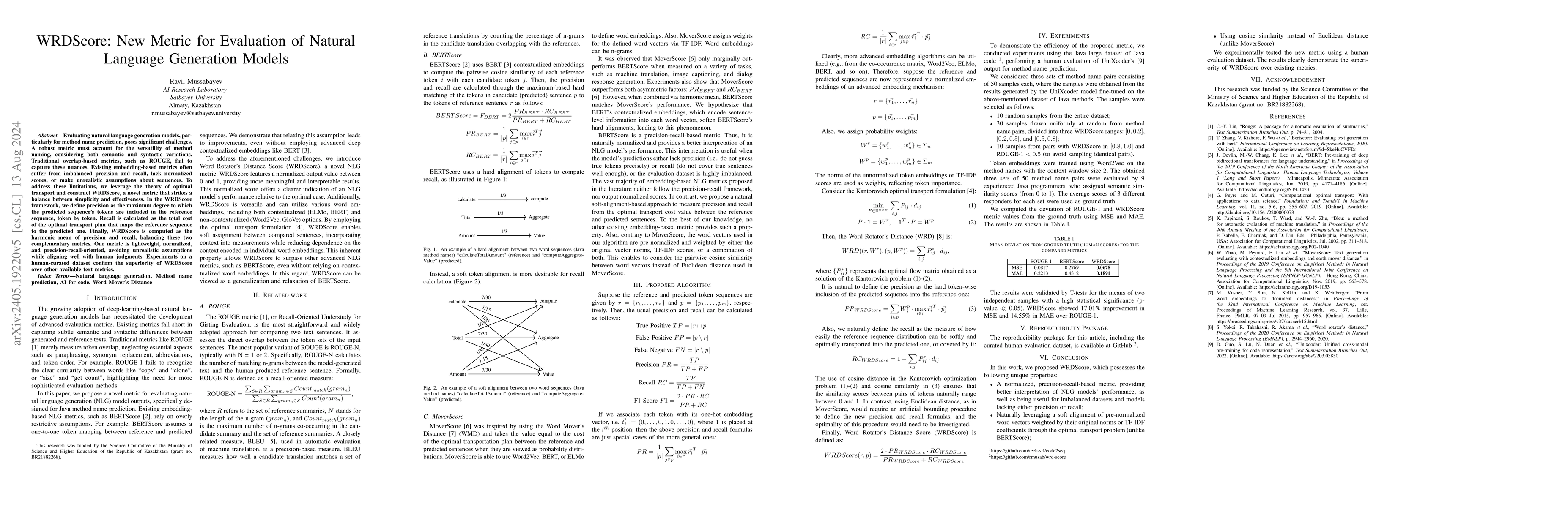 Thumbnail for WRDScore: New Metric for Evaluation of Natural Language Generation
  Models