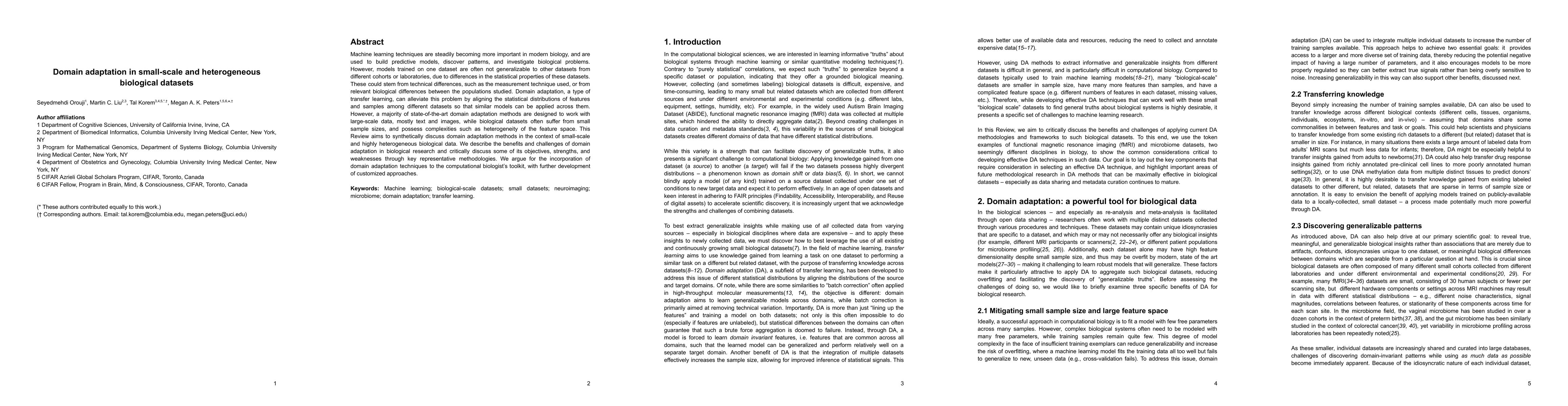 Thumbnail for Domain adaptation in small-scale and heterogeneous biological datasets