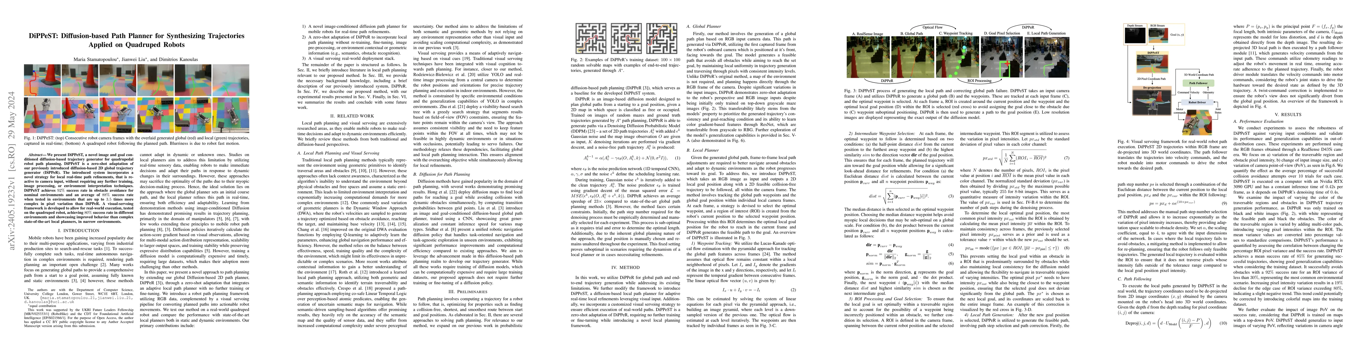 Thumbnail for DiPPeST: Diffusion-based Path Planner for Synthesizing Trajectories
  Applied on Quadruped Robots