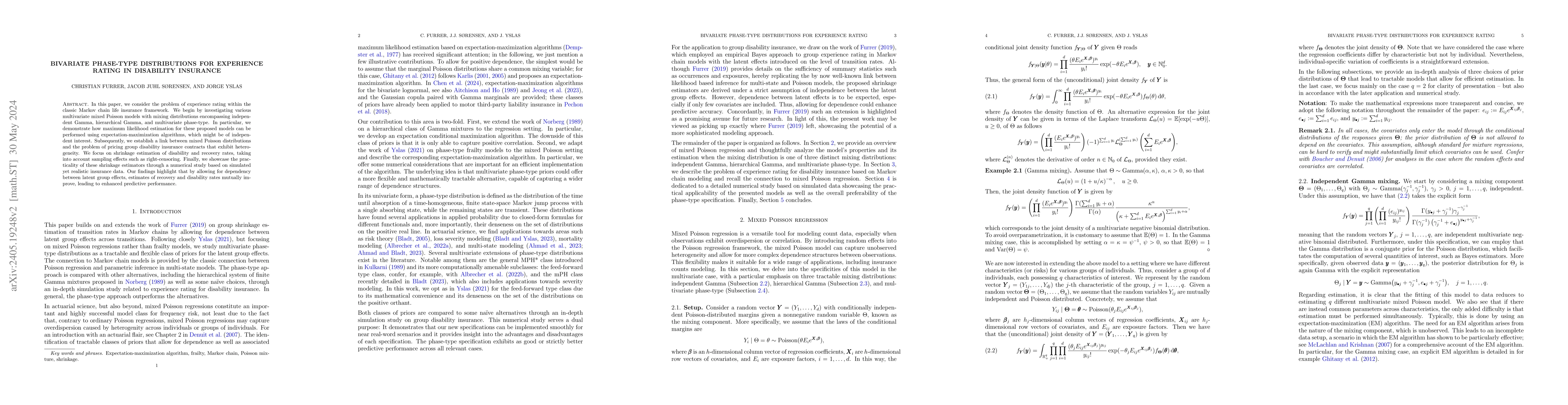 Thumbnail for Bivariate phase-type distributions for experience rating in disability
  insurance
