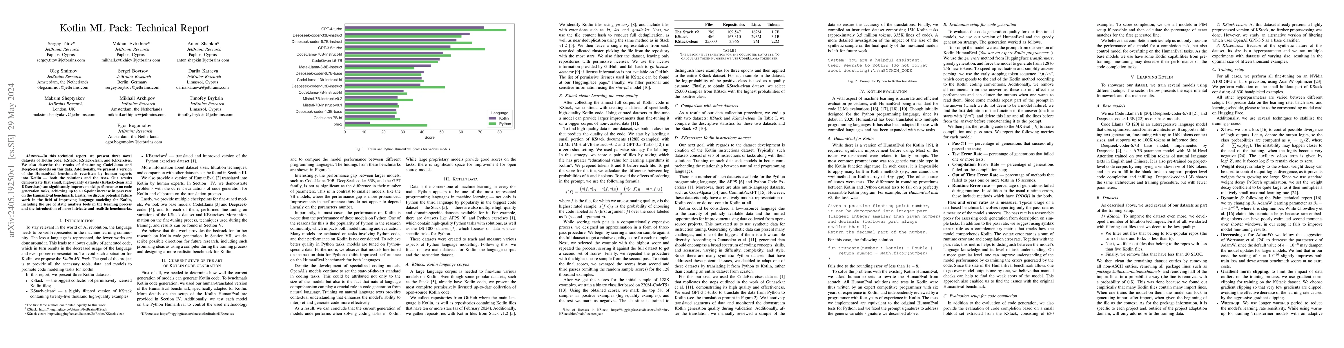 Thumbnail for Kotlin ML Pack: Technical Report
