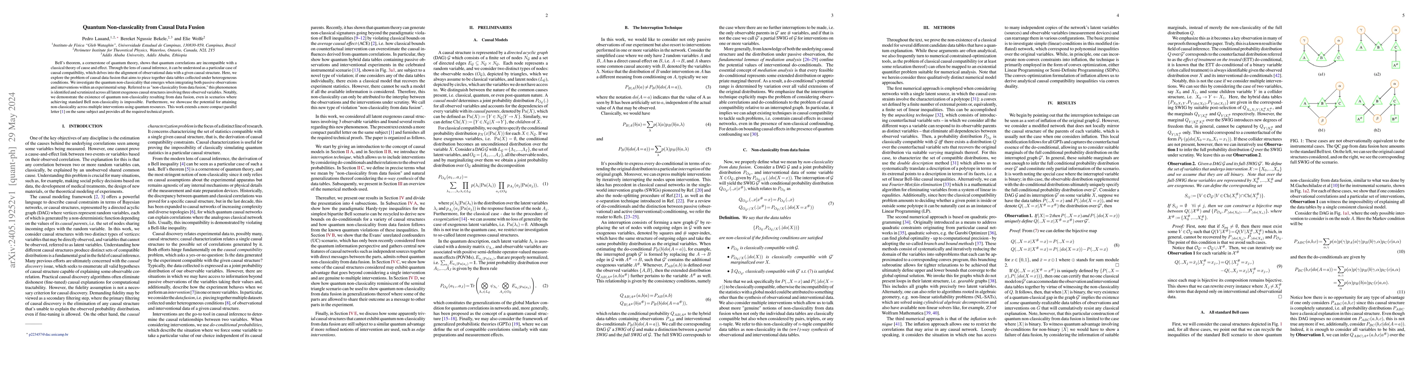 Thumbnail for Quantum Non-classicality from Causal Data Fusion