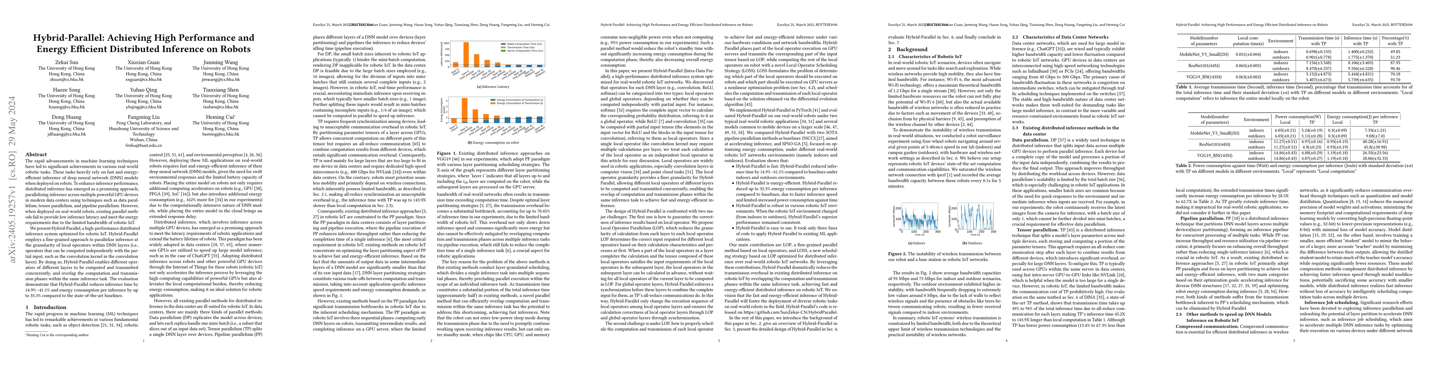 Thumbnail for Hybrid-Parallel: Achieving High Performance and Energy Efficient
  Distributed Inference on Robots