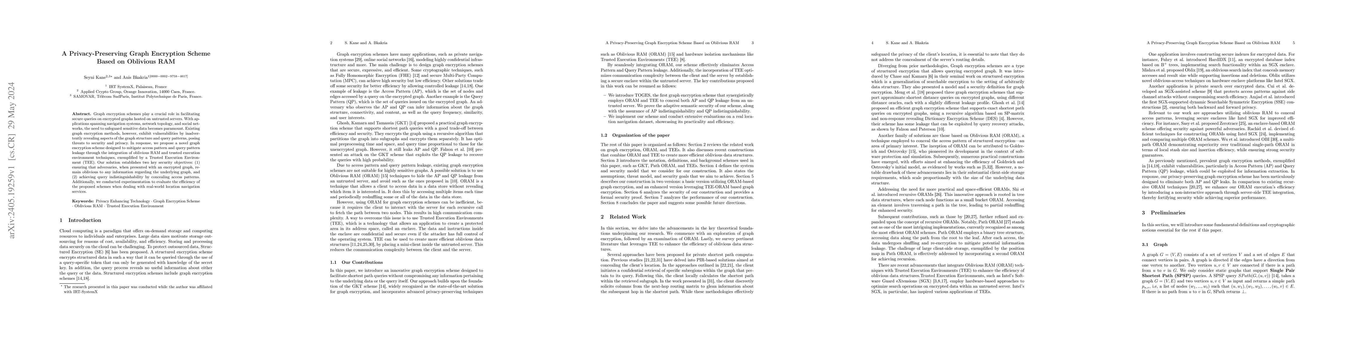 Thumbnail for A Privacy-Preserving Graph Encryption Scheme Based on Oblivious RAM