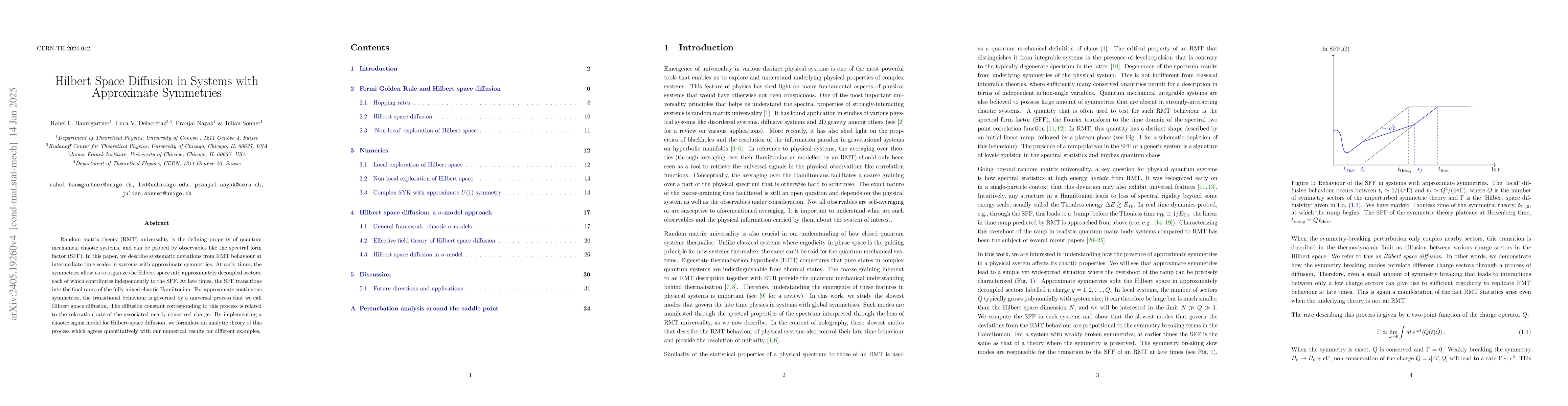 Thumbnail for Hilbert Space Diffusion in Systems with Approximate Symmetries