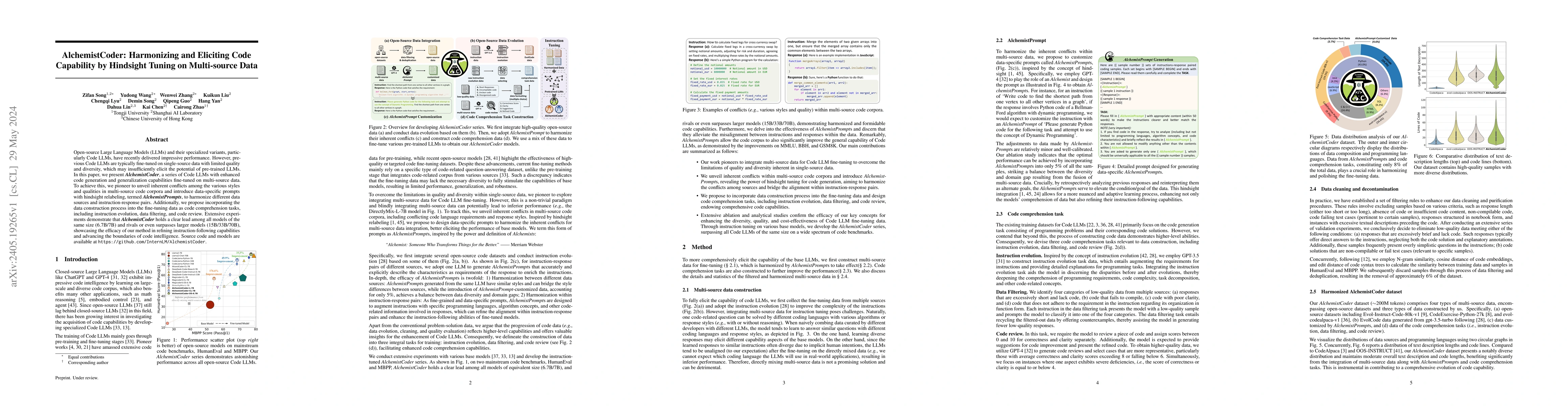 Thumbnail for AlchemistCoder: Harmonizing and Eliciting Code Capability by Hindsight
  Tuning on Multi-source Data