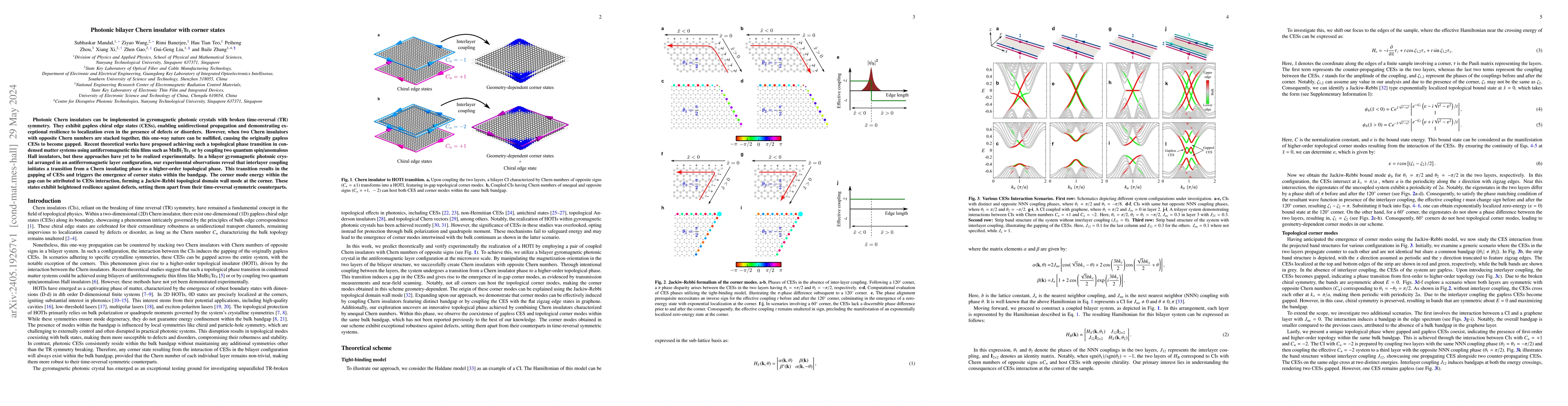 Thumbnail for Photonic bilayer Chern insulator with corner states