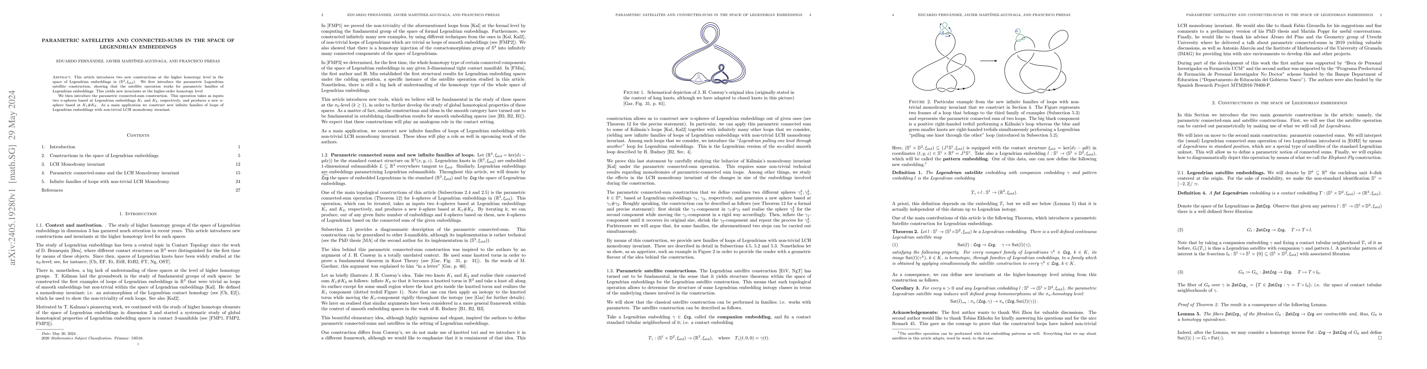 Thumbnail for Parametric satellites and connected-sums in the space of Legendrian
  embeddings