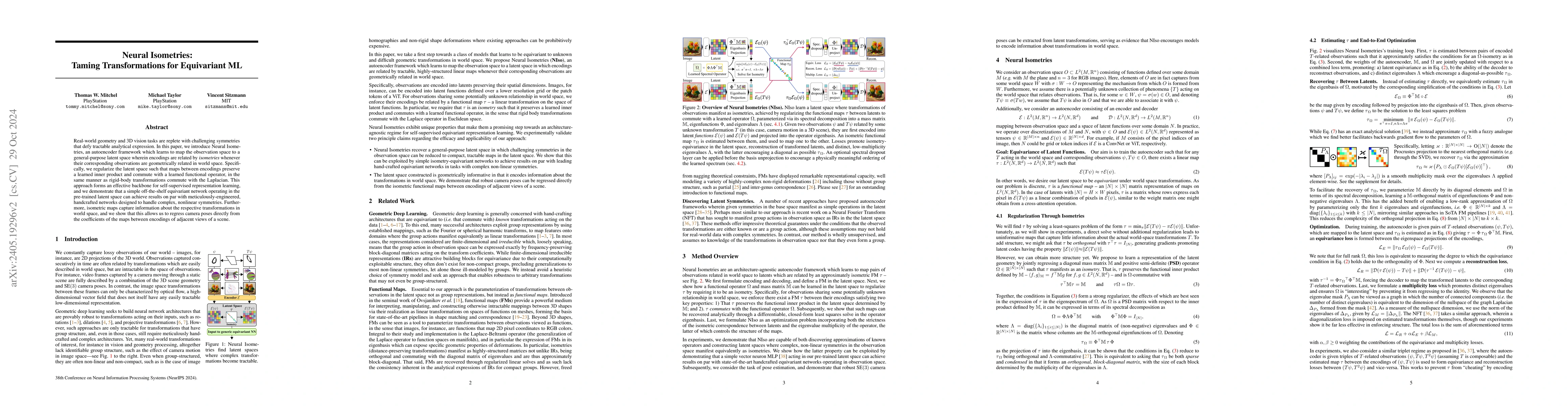 Thumbnail for Neural Isometries: Taming Transformations for Equivariant ML