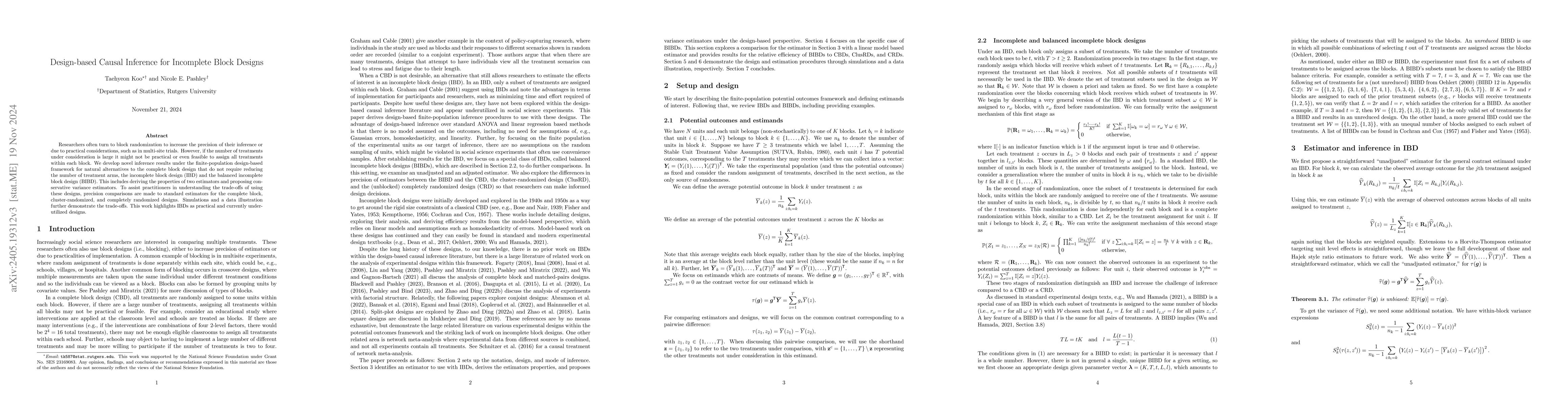 Thumbnail for Design-based Causal Inference for Balanced Incomplete Block Designs