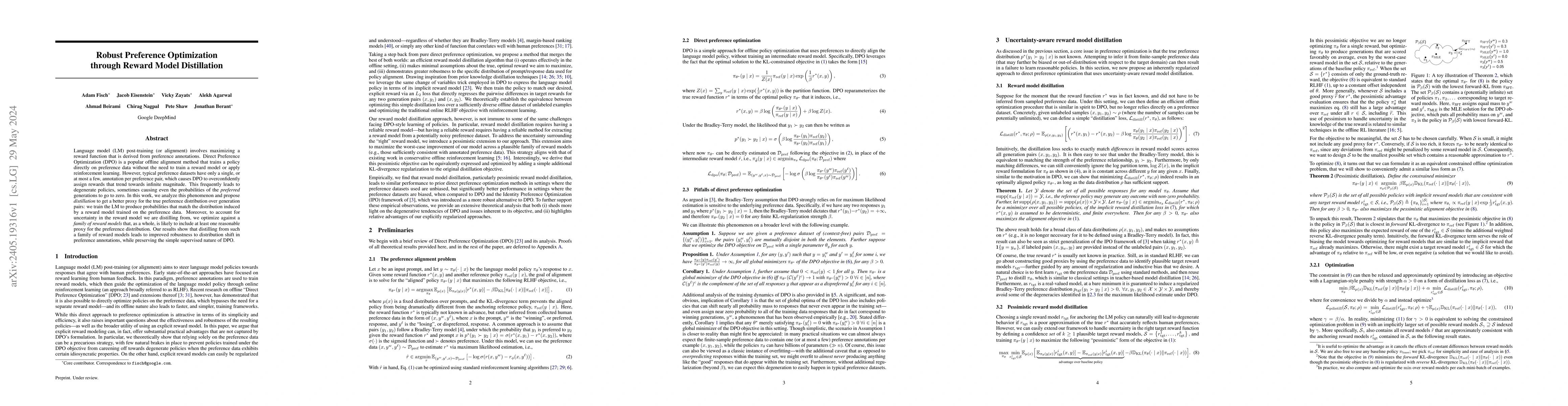 Thumbnail for Robust Preference Optimization through Reward Model Distillation