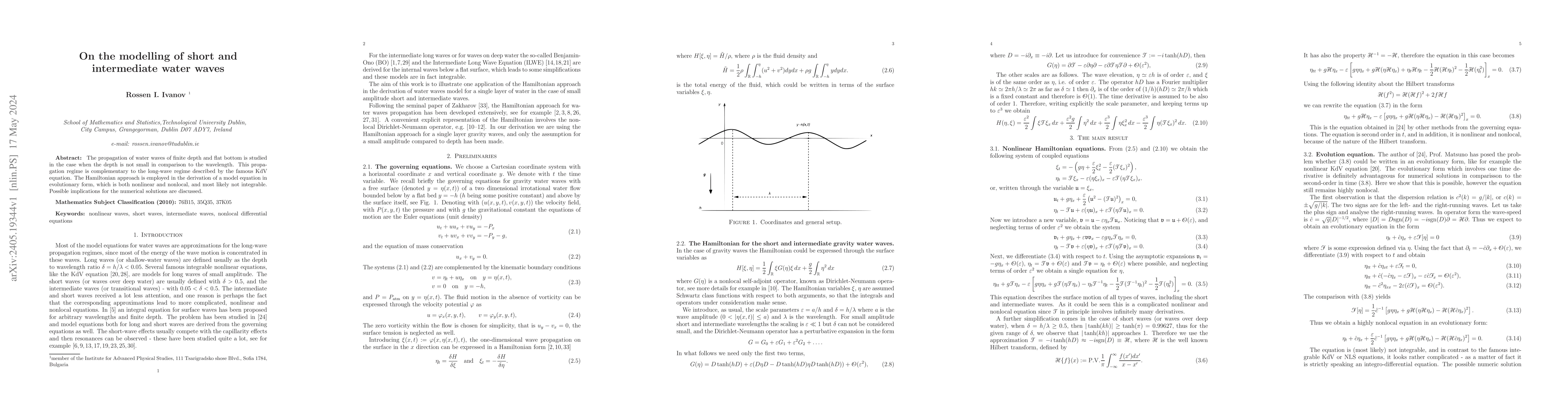 Thumbnail for On the modelling of short and intermediate water waves
