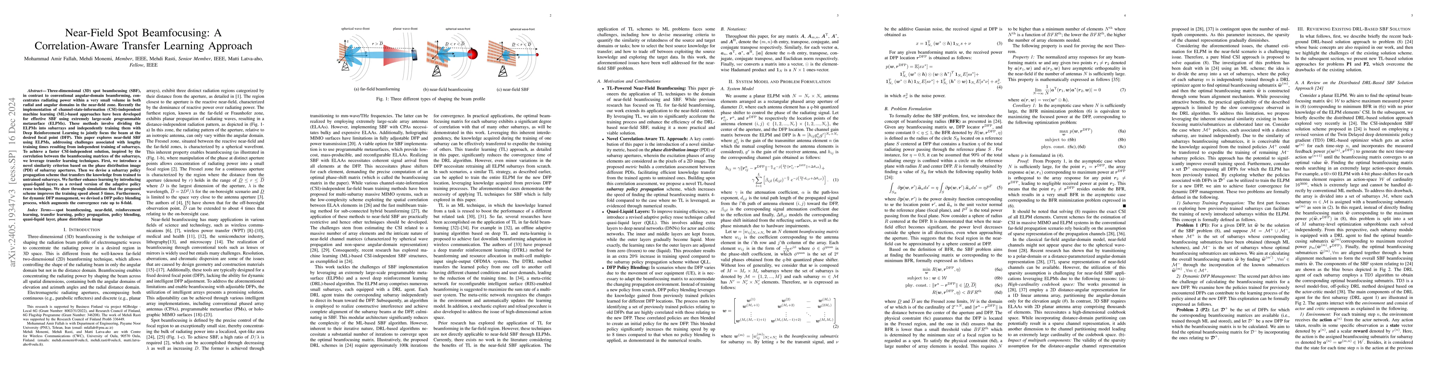 Thumbnail for Near-Field Spot Beamfocusing: A Correlation-Aware Transfer Learning
  Approach