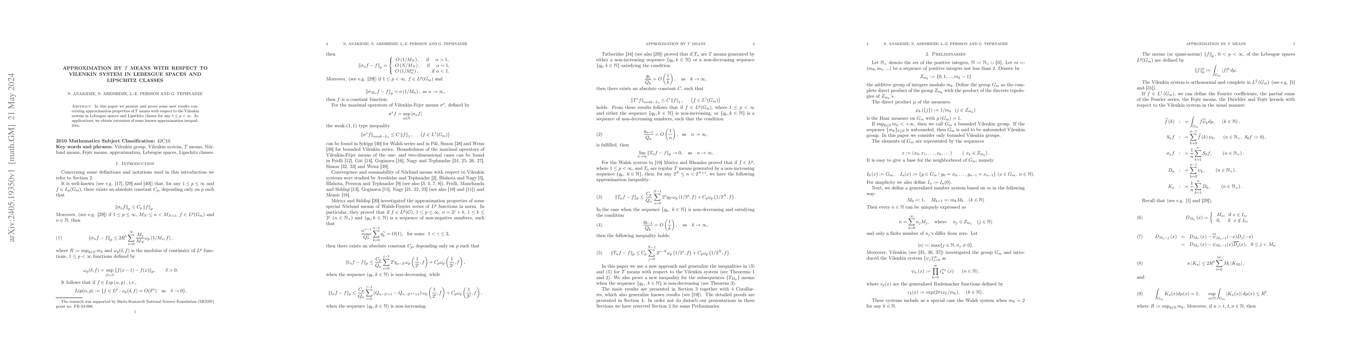 Thumbnail for Approximation by $T$ means with respect to Vilenkin system in Lebesgue
  spaces and Lipschitz classes