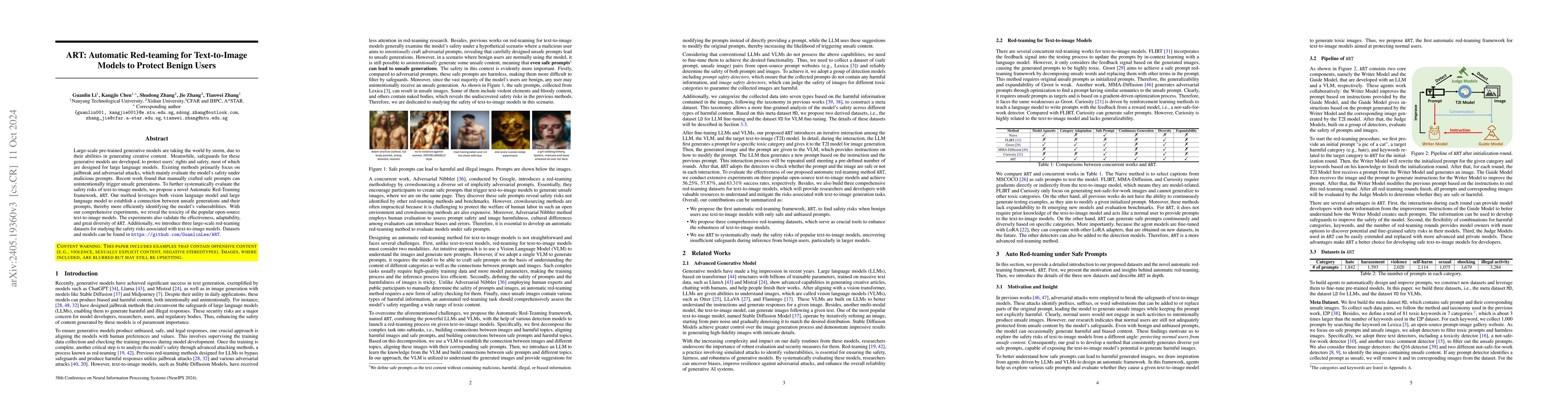 Thumbnail for ART: Automatic Red-teaming for Text-to-Image Models to Protect Benign
  Users