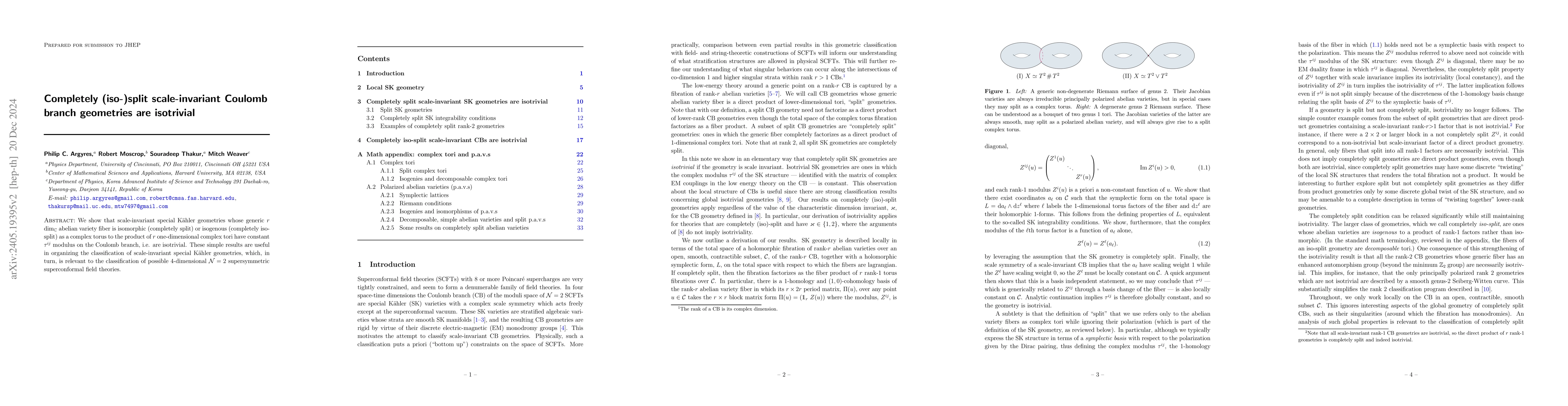 Thumbnail for Completely (iso-)split scale-invariant Coulomb branch geometries are
  isotrivial