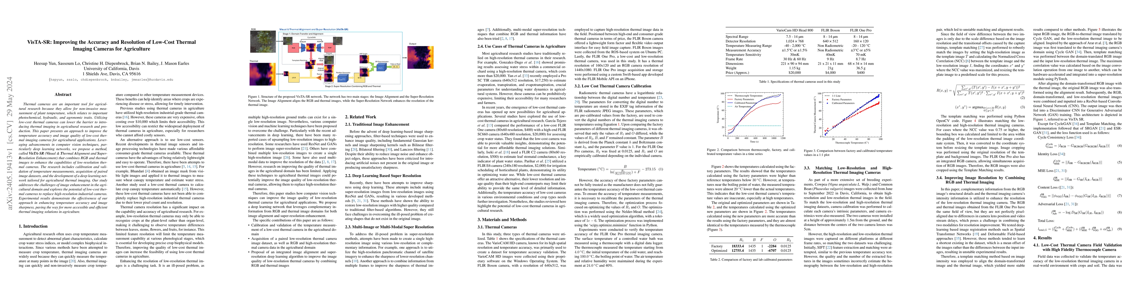 Thumbnail for VisTA-SR: Improving the Accuracy and Resolution of Low-Cost Thermal
  Imaging Cameras for Agriculture