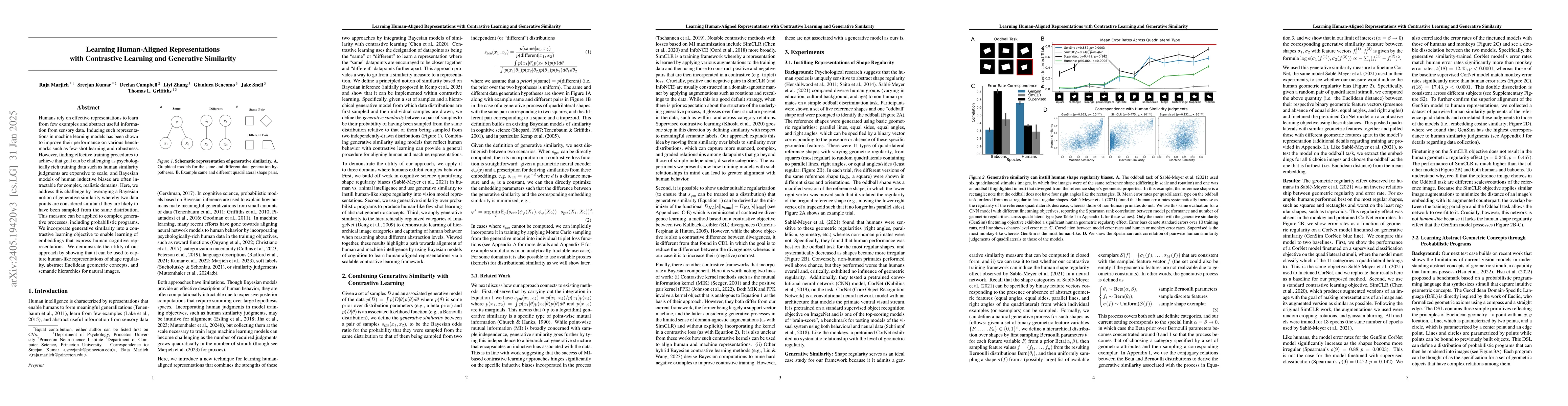 Thumbnail for Using Contrastive Learning with Generative Similarity to Learn Spaces
  that Capture Human Inductive Biases