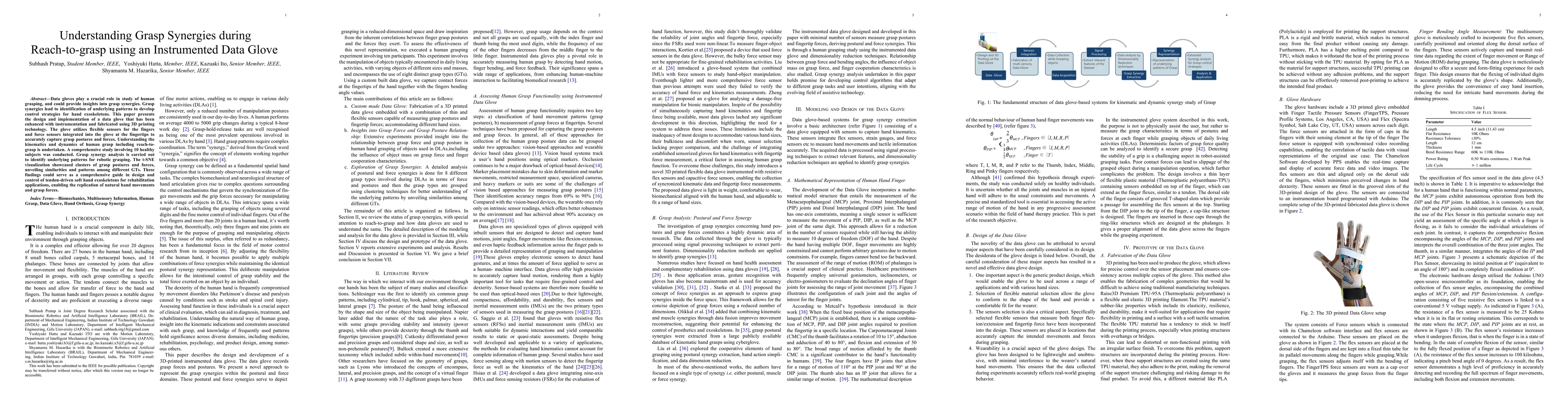 Thumbnail for Understanding Grasp Synergies during Reach-to-grasp using an
  Instrumented Data Glove