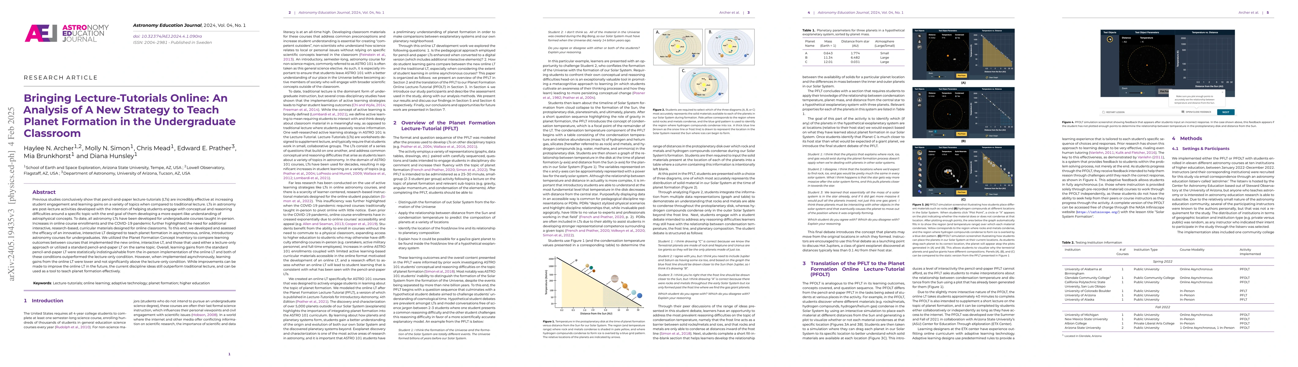 Thumbnail for Bringing Lecture-Tutorials Online: An Analysis of A New Strategy to
  Teach Planet Formation in the Undergraduate Classroom