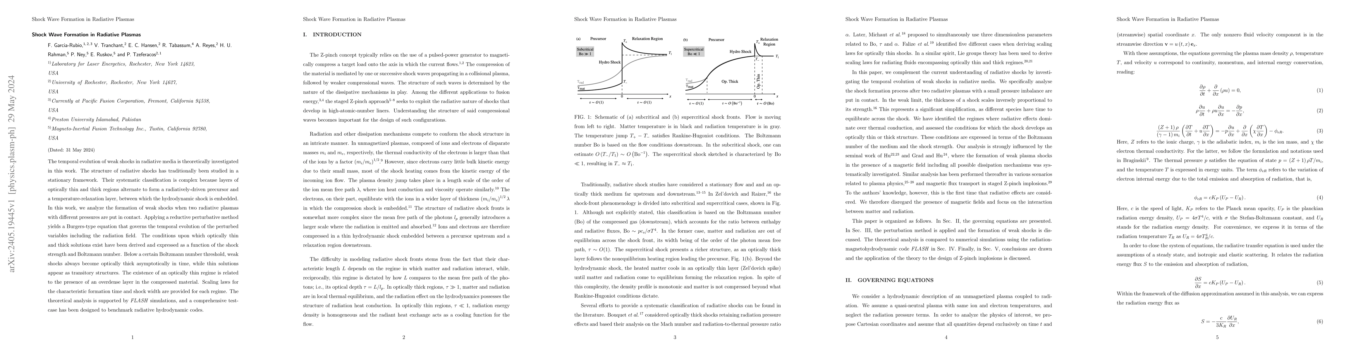 Thumbnail for Shock Wave Formation in Radiative Plasmas