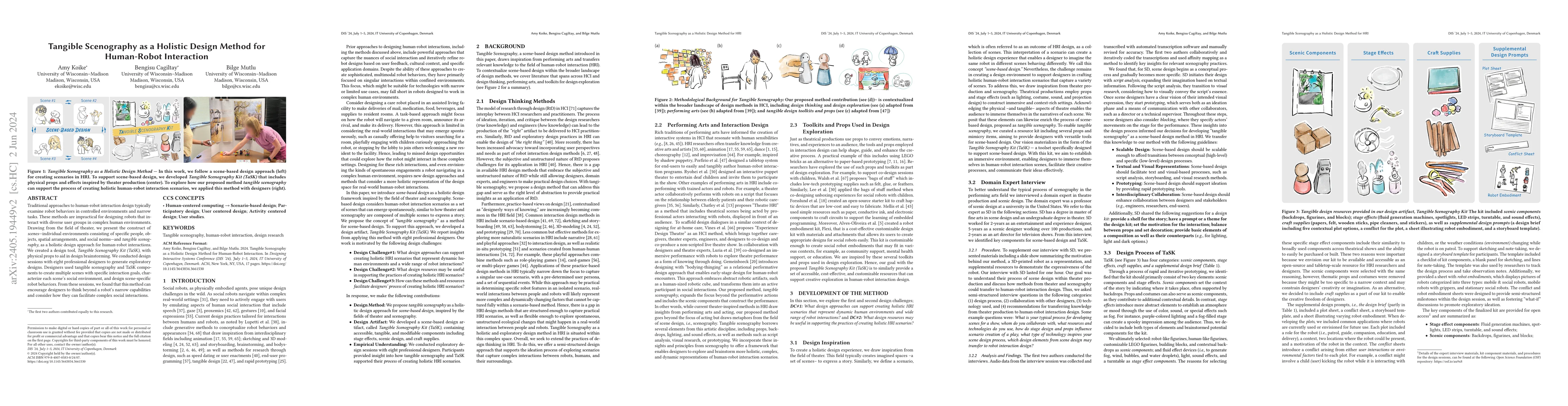 Thumbnail for Tangible Scenography as a Holistic Design Method for Human-Robot
  Interaction